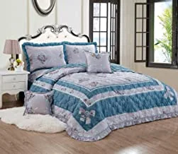 Floral Compressed 6Pcs Comforter Set By Moon, King Size - HBHD-010