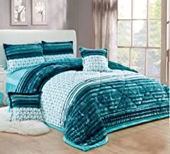 Moon Winter Fur Comforter Set Of 4 Pieces, Twin/Single Size, Turquoise, Velvet