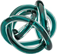 Torre & Tagus Orbit Glass Décor Ball - Abstract Teal Glass Knot for Home Decor, Decorative Handblown Round Sculpture & Room Accent for Cabinet, Shelf, Coffee Table, Office Desk, Wedding 4.5