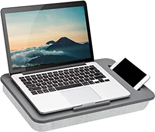 LAPGEAR Sidekick Lap Desk with Device Ledge and Phone Holder - Gray - Fits up to 15.6 Inch Laptops - Style No. 44215