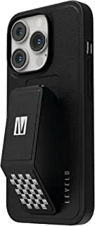 Levelo Morphix Gripstand PU Leather Case, iPhone 14 Pro Max, black