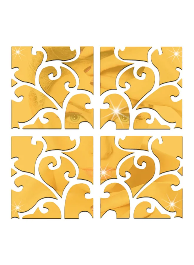 FUNLIFE Patterned Mirror Wall Sticker Gold