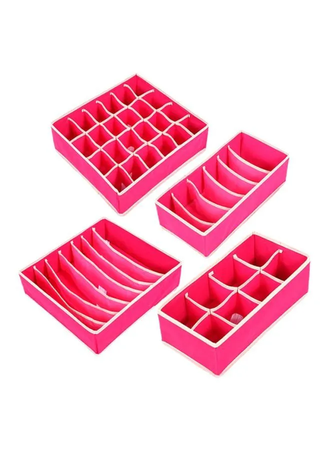Sharpdo Set Of 4 Multi-Grids Underwear Socks Storage Box Pink