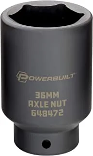 Powerbuilt 1/2-inch Drive Axle Nut Socket, 36mm 6 Point Extra Deep, Remove Front Wheel Drive Axle Shaft Nuts, Pin Hole - 648472