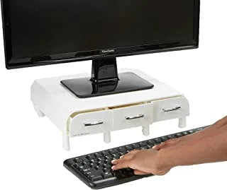 Mind Reader PC, Laptop, IMAC Monitor Stand and Desk Organizer, White