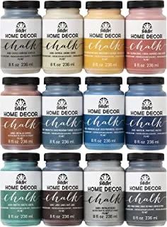 FolkArt Home Decor Ultra Matte Chalk Finish Acrylic Craft Paint Set Formulated for No-Prep Application, Designed for Beginners and Artists 8 Fl Oz (Pack of 12)