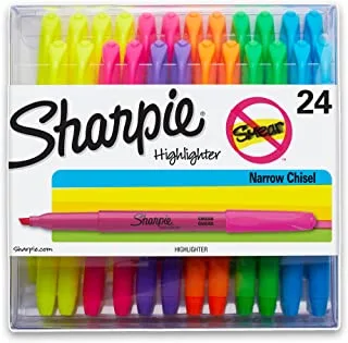 SHARPIE Pocket Style Highlighters, Chisel Tip, Assorted Colors, 24 Count