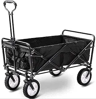 COOLBABY Heavy Duty Folding Truck Multi-Functional Outdoor Camping Garden Cart With Universal Wheels And Adjustable Handles,Black