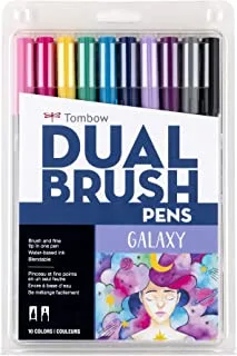 Tombow 56188 Dual Brush Pen Art Markers, Galaxy, 10-Pack. Blendable, Brush and Fine Tip Markers
