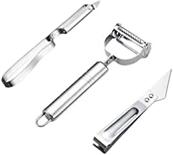 SHOWAY 3PCS Stainless Steel Melon and Fruit Shaving Knife Three-Piece Grater Multi-Function Peeler