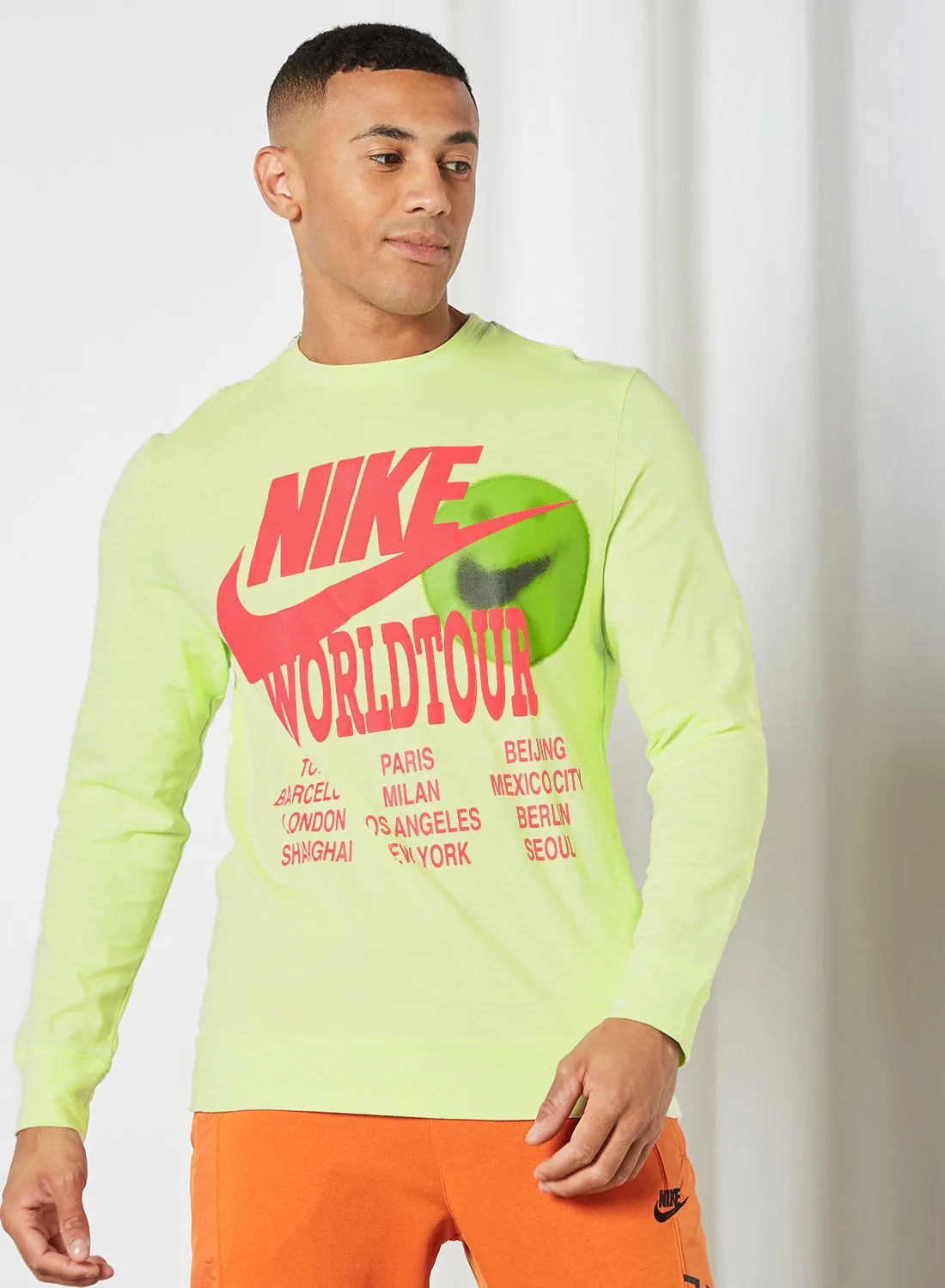 Nike Graphic Printed Long Sleeve T-Shirt Lt Liquid Lime