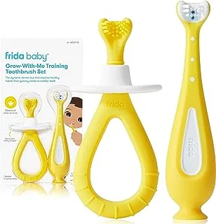 FridaBaby Grow-with-Me Training Toothbrush Set | Infant to Toddler Toothbrush Oral Care for Sensitive Gums