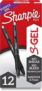 Sharpie S-Gel ، أقلام جل ، نقطة متوسطة (0.7 مم) ، أقلام حبر جل أرجوانية ، 12 قطعة
