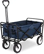 COOLBABY Cart Outdoor Garden Cart.The cart handles are adjustable and can be folded into a lightweight outdoor four-wheeled cart for gardening, sports, camping and picnics-DBLUE