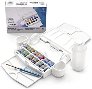 Winsor & Newton 95437 Cotman Water Colour Paint Field Plus Set, Set of 12, Half Pans