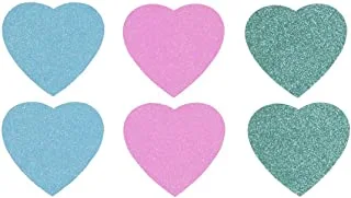 Hema Large Heart-Shaped Glitter Foam Sticker 6 Pieces, Multicolour