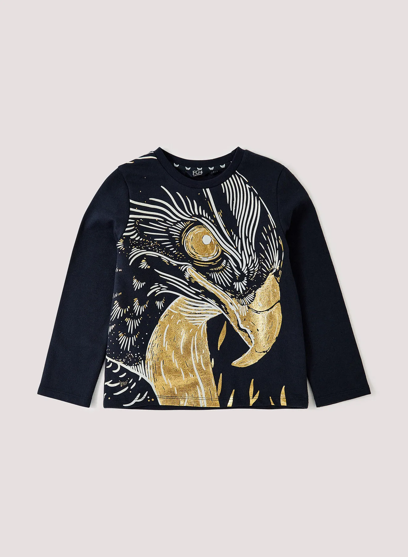 FG4 Kids FG4 Enzo LS Tee with oversized eagle graphic using puff print and gold foil