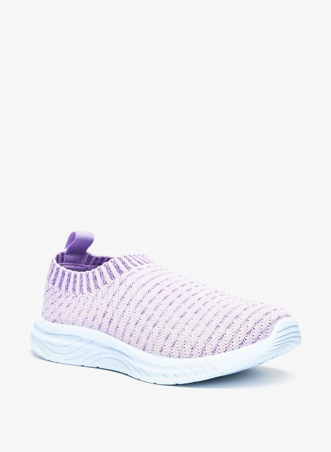shoexpress Textured Slip On Trainers with Pull Tabs Purple