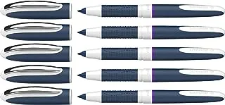 Schneider One Change Rollerball Pen, Refillable, 0.6 mm Ultra-Smooth Tip, Blue/White Barrel, Violet Ink, Box of 5 Pens (183708),Purple