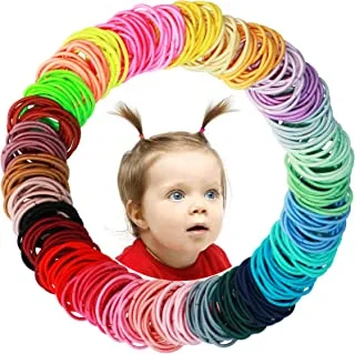 SHOWAY Baby Hair Ties Multicolor Baby Girls Hair Ties Finger Hair Ties Thin Hair Ponytail Holder Hair Accessories for Baby Girls Newborn Infants Toddlers （2CM in Diameter 200Pieces）