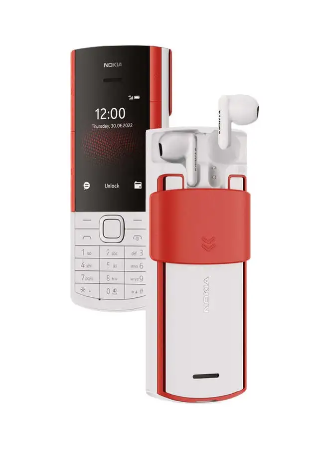 NOKIA 5710 XA ثنائي الشريحة أبيض / أحمر 48 ميجا بايت رام 128 ميجا بايت 4G إصدار الشرق الأوسط