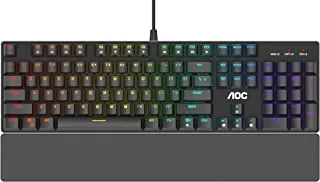 AOC Gaming Full RGB Mechanical Keyboard, 104-Key Outemu Blue Switches, Full NKRO, Detachable Wrist Rest, Light FX RGB, G-Tools Software (GK500) Gaming Keyboard