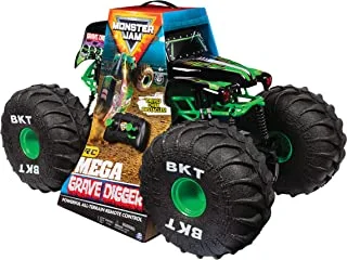 Monster Jam Official Mega Grave Digger All-Terrain Remote Control Monster Truck with Lights, 1:6 Scale