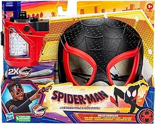 Hasbro Marvel Spider Man: Across the Spider Verse Miles Morales Web Shot Slinger Mask and Blaster Set for Kids Roleplay Toys for Kids Ages 5 and Up, F3842