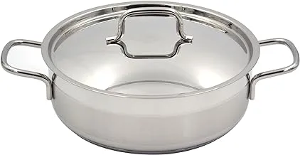 Korkmaz Alfa Short Cookware, Silver, 24 cm Diameter x 8 cm Height, A1022