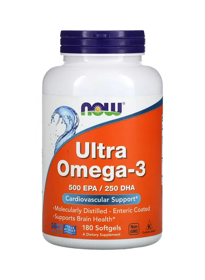 Now Foods Ultra Omega-3 500 EPA / 250 DHA 180 كبسولة هلامية