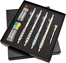 Pentel Arts GraphGear 1000 Premium Gift Set with Refill Leads & Erasers (PG1000BXSET), Black, 0.3mm, 0.5mm, 0.7mm, 0.9mm