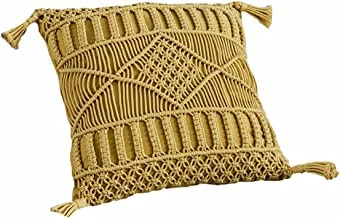 DONETELLA Cushion Cover, 45x45 cm (18x18 inch) Throw Pillowcase With Beautiful Embroidered Golden Striped Cushion Case, Suitable For Sofa Bed Living Room And Couch (Without Filler) (DESIGN 10)