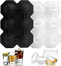 IBAMA 8 Cavity Reusable Ice Cube Tray Diamond Ice Mold Maker Silicone Ice Ball Mold, Easy Release Ice Cube Molds Trays for Cocktails, Juice, Whiskey, Beverage, Beer, BPA Free (Black)
