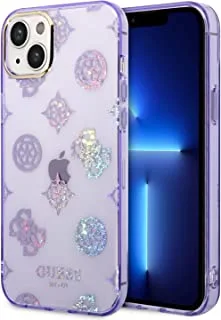 CG MOBILE Guess PC/TPU IML Case With Electroplated Camera Outline & Peony Glitter For iPhone 14 Max - Lilac