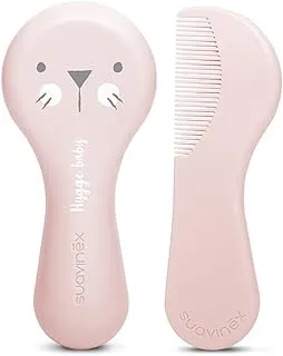 Suavinex soft bristles brush comb set, pink