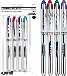 uni-ball Vision Elite Rollerball Pens, Bold Point (0.8mm), Assorted Colors, 4 Count