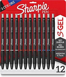 Sharpie S-Gel ، أقلام جل ، نقطة متوسطة (0.7 مم) ، ألوان متنوعة ، 12 قطعة