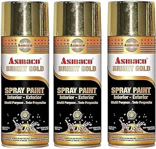 طلاء أكريليك Asmaco Spry Bright Gold 400 مل Eco Fill ، عبوة من ثلاثة ألوان ، طلاء أكريليك خارجي سريع الجفاف