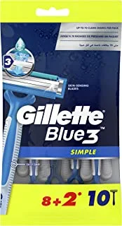 Gillette Blue Simple 3 Men’s Disposable Razors, 10 Piece
