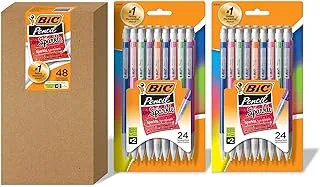 Bic xtra-sparkle mechanical pencil, medium point (0.7mm), fun design with colorful barrel, 48-count