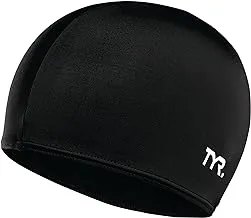 TYR Lycra Swim Cap, Black, One Size, LCY-001