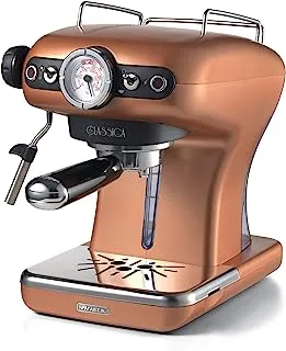 Ariete 1389 Classica Espresso Coffee Machine, Ground Coffee, 1 or 2 Cups, Pod Filter, Maxi Cappuccino, 15 Bar, 900 ml, 850 W, 1 Cups, Plastic/Stainless Steel Metal