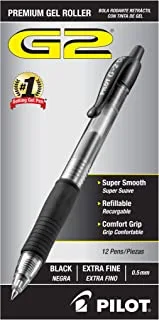 PILOT G2 Premium Refillable & Retractable Rolling Ball Gel Pens, Extra Fine Point, Black Ink, 12 Count (31002)