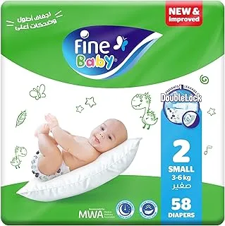 Fine Baby, Size 2, Small, 3-6 kg, 58 Diapers