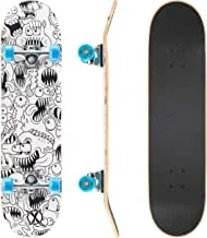 Xootz Kids Sketch Ya Deck, Colour In Skateboard for Beginners, Double Kick Trick Board, 28'' Maple Deck, Ages 3+, White, One Size