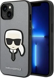 Karl Lagerfeld Saffiano Karl's Head Patch Hard Case for iPhone 14 Max (6.7