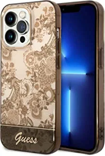 Guess PC/TPU IML Case With Double Layer Electroplated Camera Outline & Toile De Jouy For iPhone 14 Pro - Ochre