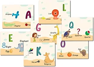 Funz 26 Pcs ABC Alphabet Letters Printed Flash Card Animal Pattern Board Matching Puzzle Game Educational Preschool Learning Toys Gift for Preschool Kids Size 22*15cm