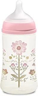 Suavinex SX Pro Feeding Wide Neck Physiological Silicone Teat Bottle, 3 Months, 270ml, S, FM, Pink Gold