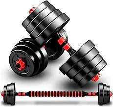T&R sports Adjustable Rubber Dumbbell Set, 40 kg Size, Black/Red